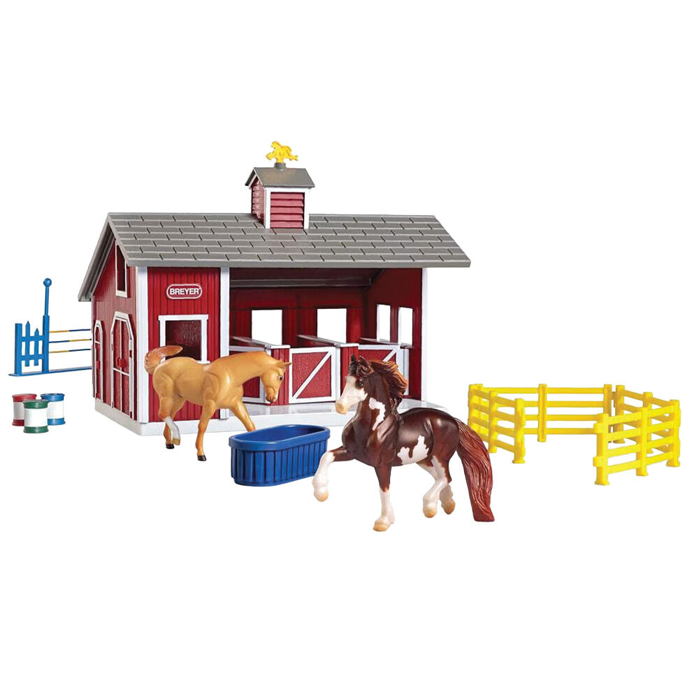 image of Stablemates Red Stable Set with Two Horses