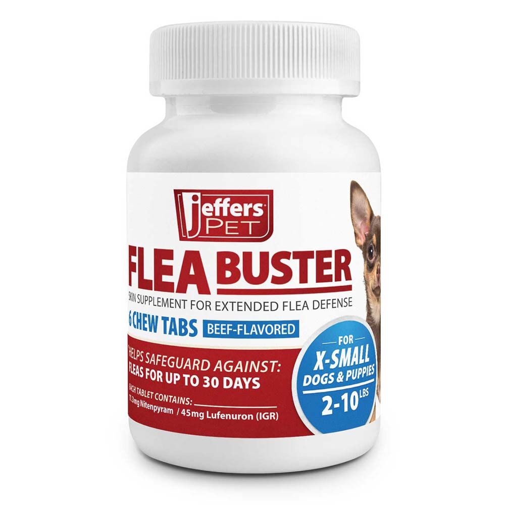 image of Pet Flea Buster Chewable Tablets for Extra Small Dogs 2-10lbs, Beef Flavor 6 Count