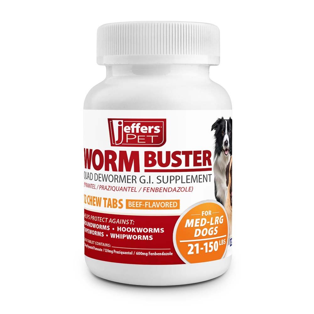 image of Worm Buster Dog Dewormer Tablets for Medium to Large Dogs, 12 ct