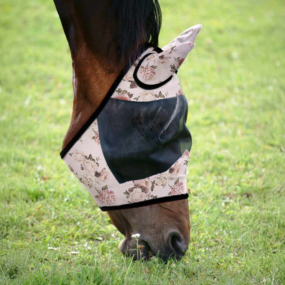 image of Expression Deluxe Mesh Fly Mask with Ears - Rose Garden 