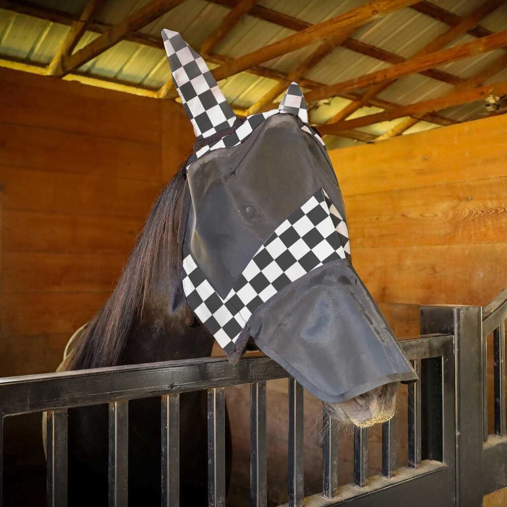 image of Expression Deluxe Mesh Fly Mask with Ears and Nose - Skater Cowgirl 
