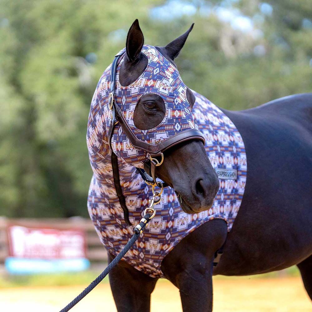image of Expression Lycra Hood for Horses - Thunderbird 