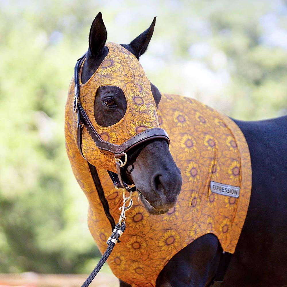 image of Expression Lycra Hood for Horses - Bloomin' Toolin'