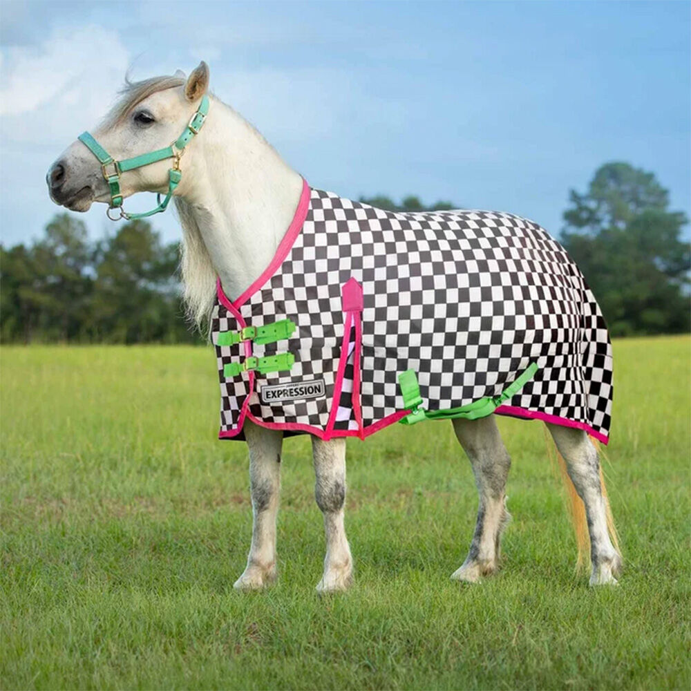 image of Expression Pony 1200D Medium Weight Standard Neck Turnout Blanket - 240 g - Skater Cowgirl