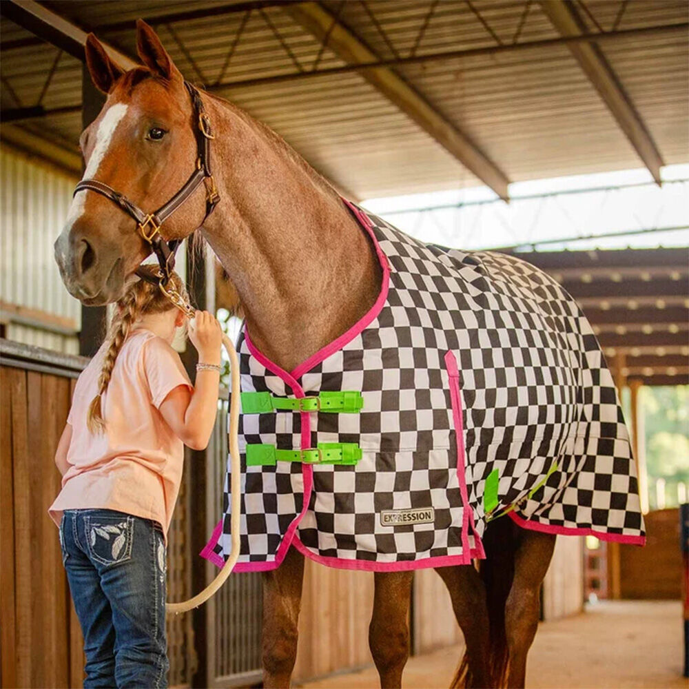 image of Expression 1200D Standard Neck Turnout Horse Blanket - 240 g - Skater Cowgirl