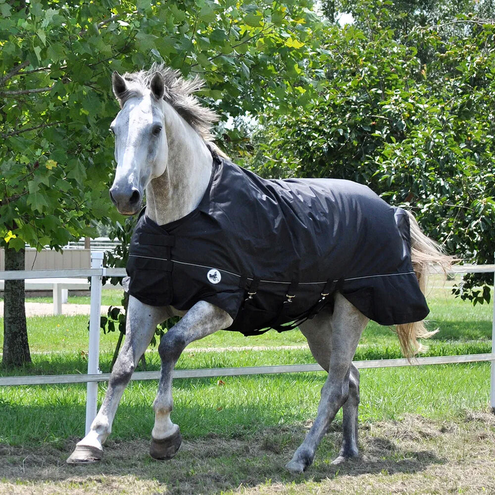 image of Supreme Plus 1680 Denier Medium Weight Horse Turnout Blanket - 240 g Fill - Black 