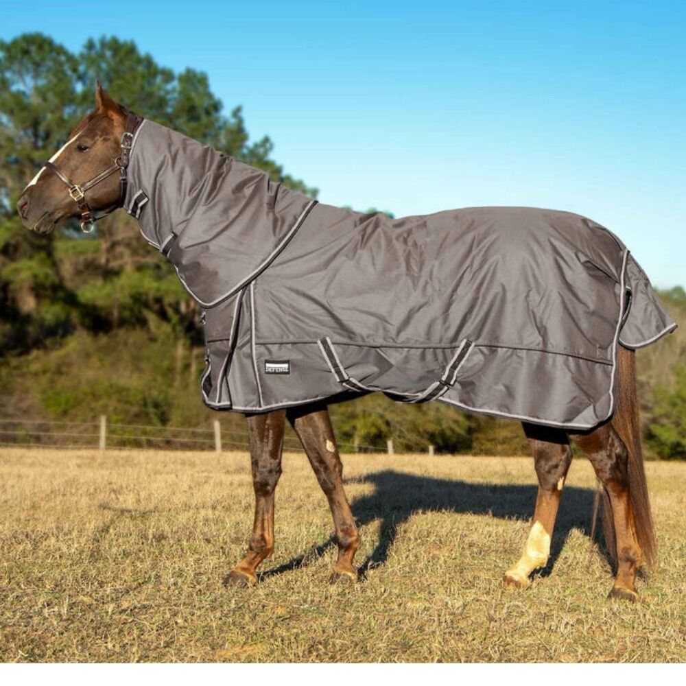 image of Poplar Head Defense 1680D Horse Turnout Blanket with Detachable Neck - 240 g - Plymouth Brown