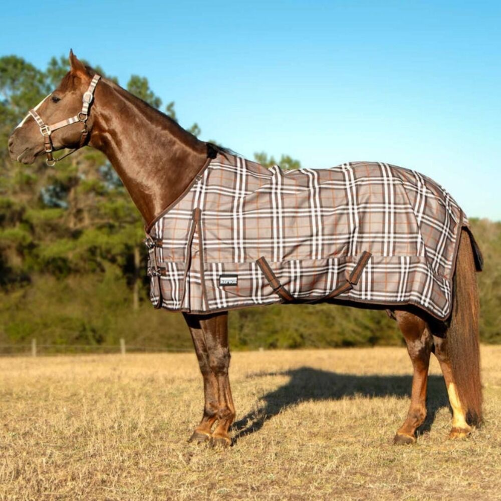 image of Poplar Head Refuge 1200D Horse Turnout Sheet - 0 g - Plymouth Brown Plaid