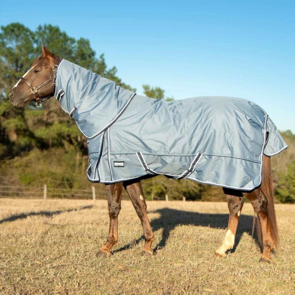 image of Poplar Head Refuge 1200D Horse Turnout Blanket with Detachable Neck - 360 g - Hamilton Blue 