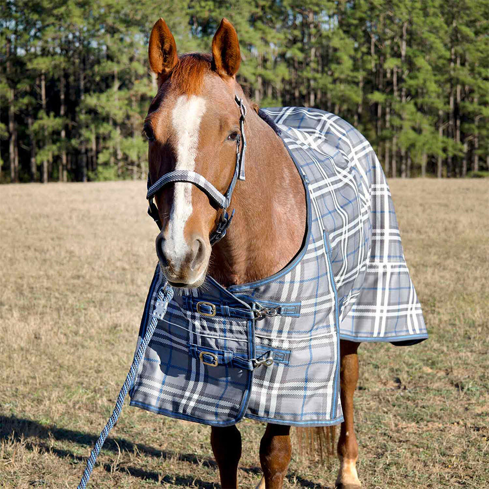 image of Poplar Head Refuge 1200D Horse Turnout Blanket - 240 g - Hamilton Blue & Slate Plaid 