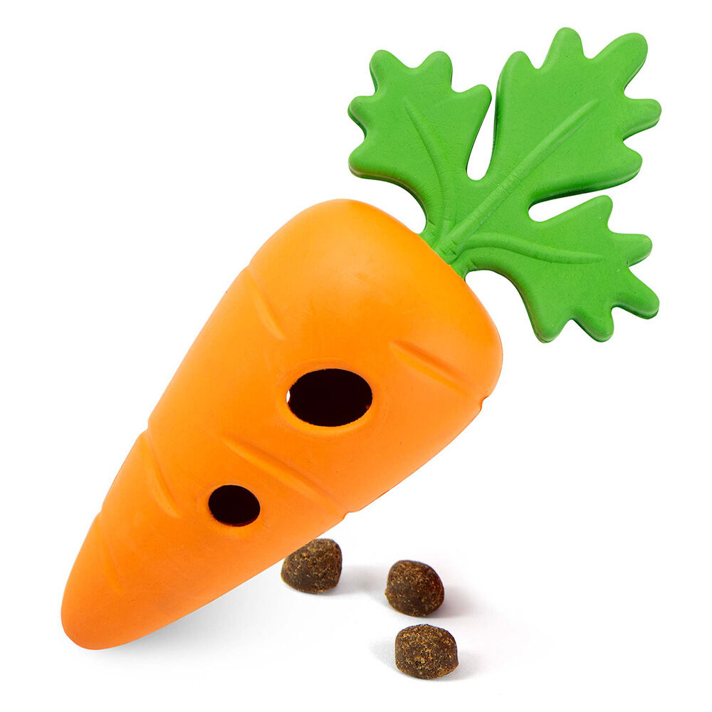 image of Baby Carrot Natural Rubber Treat Dispensing Dog Dental Chew Toy, Small