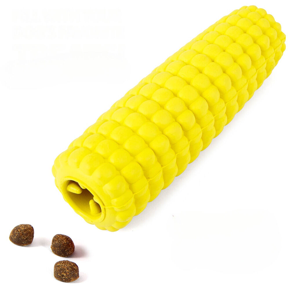 image of Corn Cob Natural Rubber Treat Dispensing Dog Chew Toy with Dental Benefits - Medium