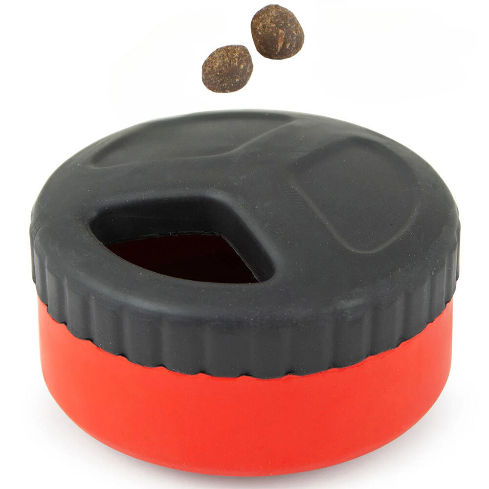 image of Red Hockey Puck Natural Rubber Treat Dispensing Dental Dog Chew Toy