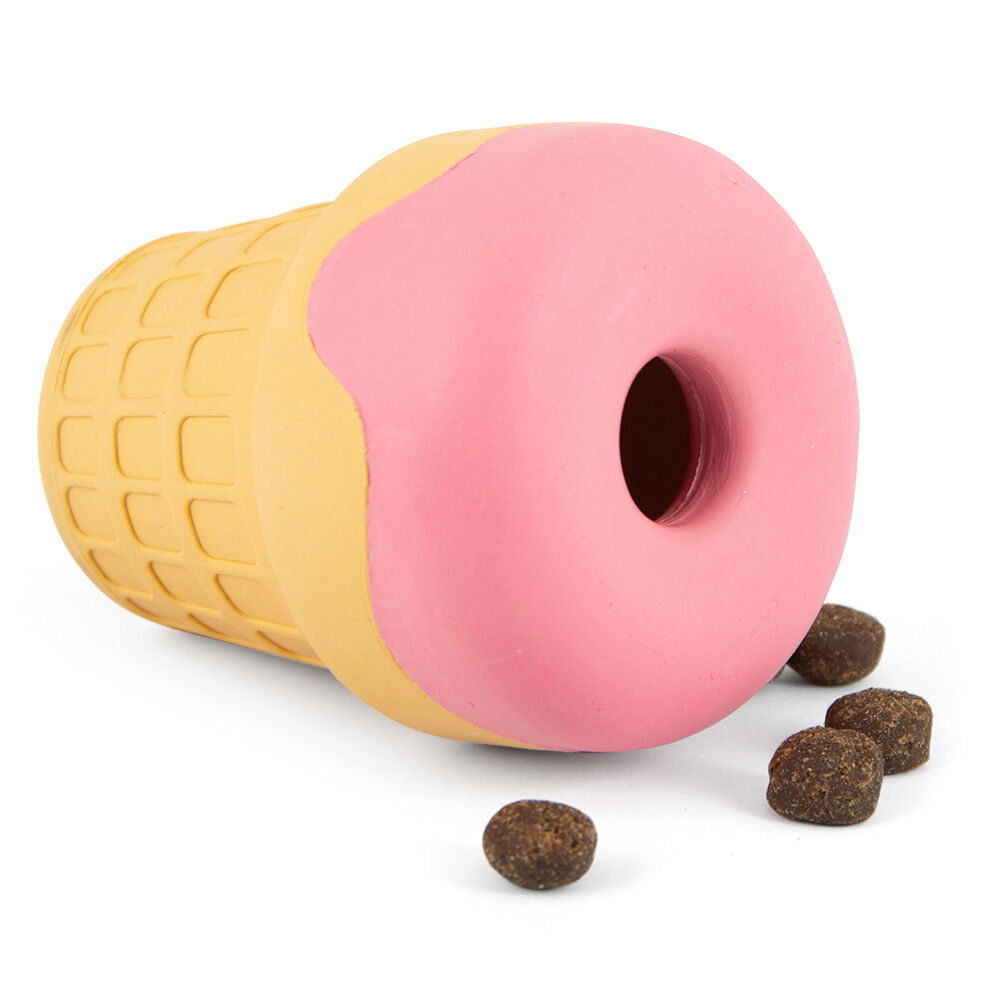 image of Ice Cream Cone Natural Rubber Stuffable Treat Dispensing Dental Dog Chew Toy