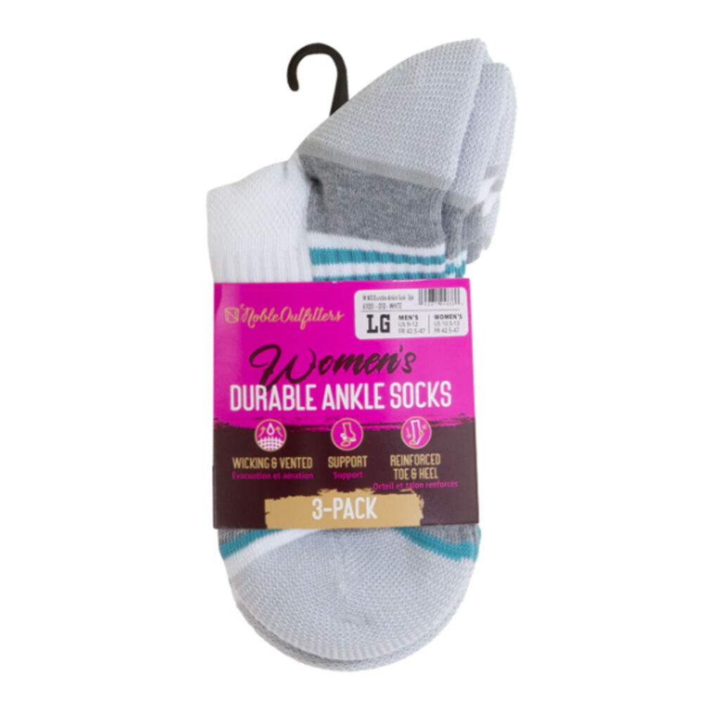 image of Women's Durable Sock Ankle- 3 Pack, White