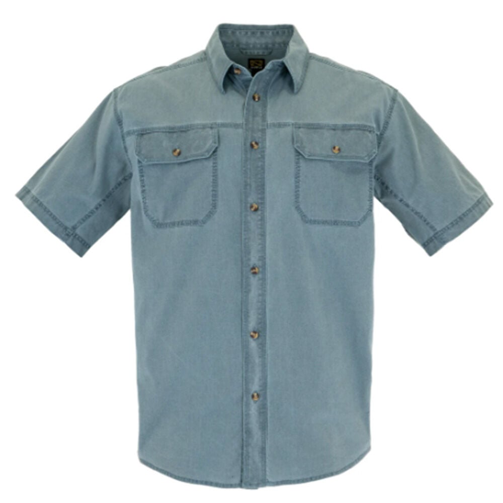 image of Men's Short Sleeve Weathered Work Shirt- Light Blue