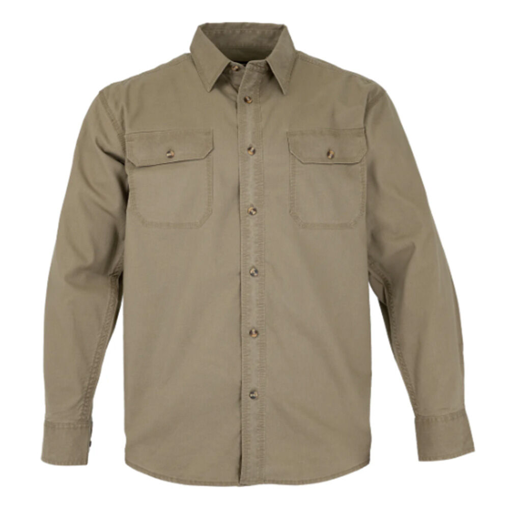 image of Men's Long Sleeve Weathered Work Shirt- Khaki