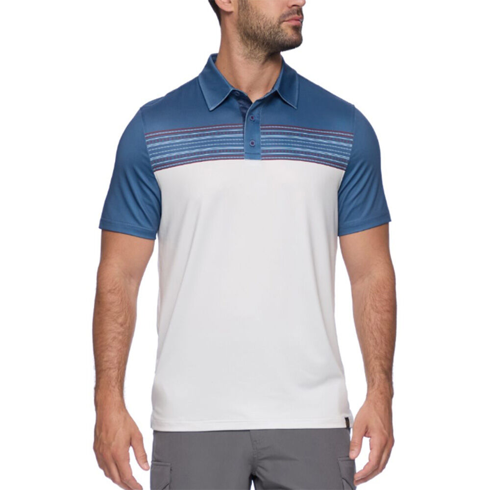 image of Men's Arthur Polo Short Sleeve Shirt- Navy/Oatmeal