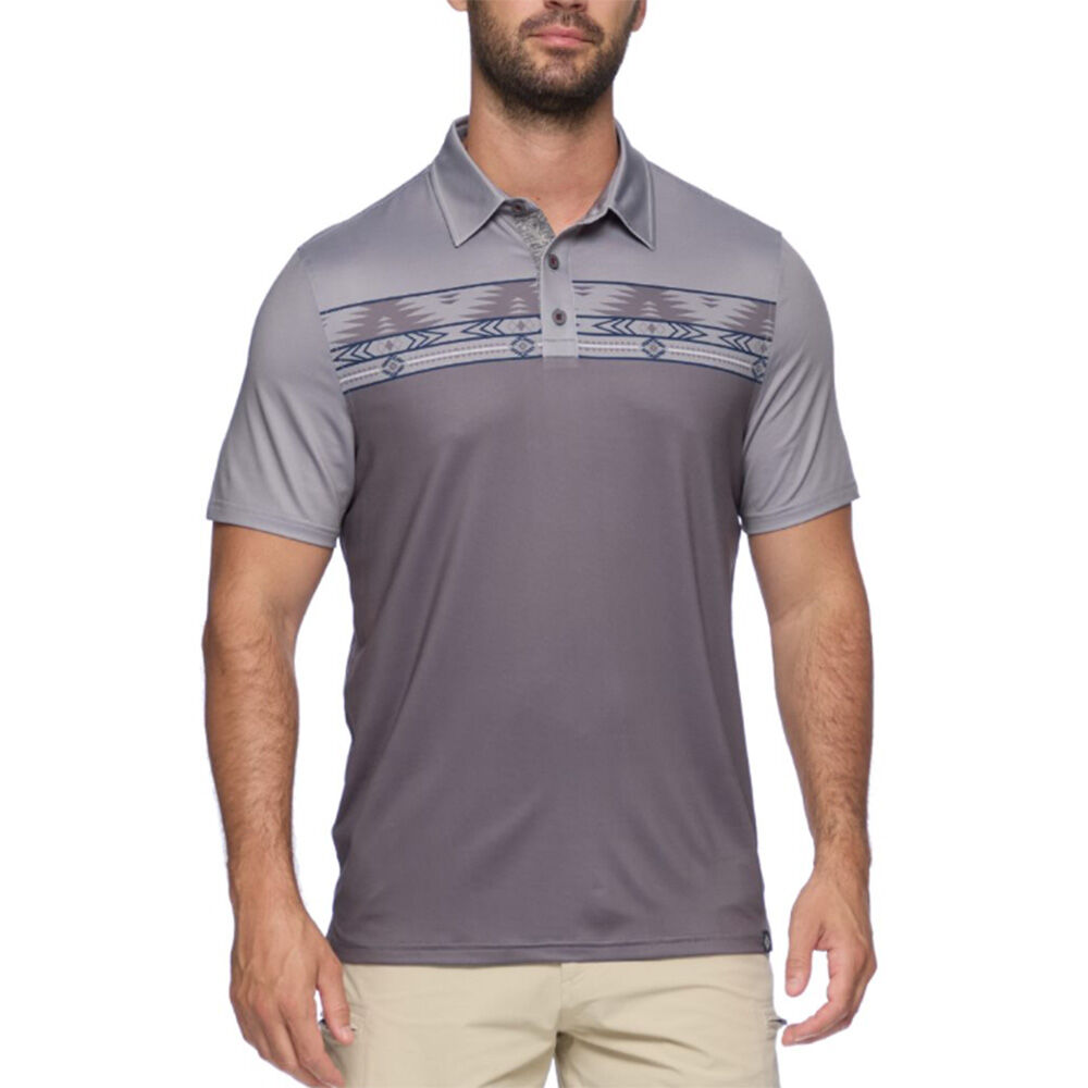 image of Men's Bennett Polo Short Sleeve Shirt- Grey/Charcoal