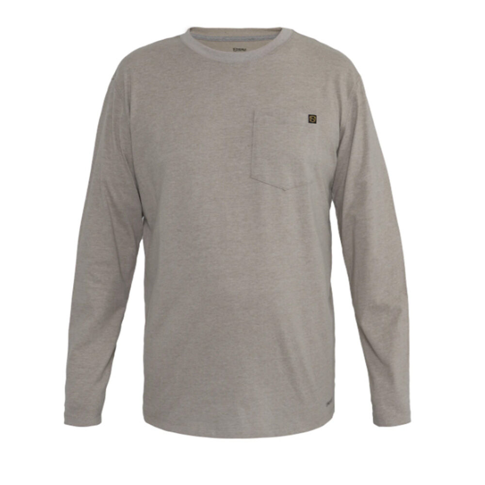 image of Men's Best Dang Long Sleeve Pocket Tee- Khaki Heather