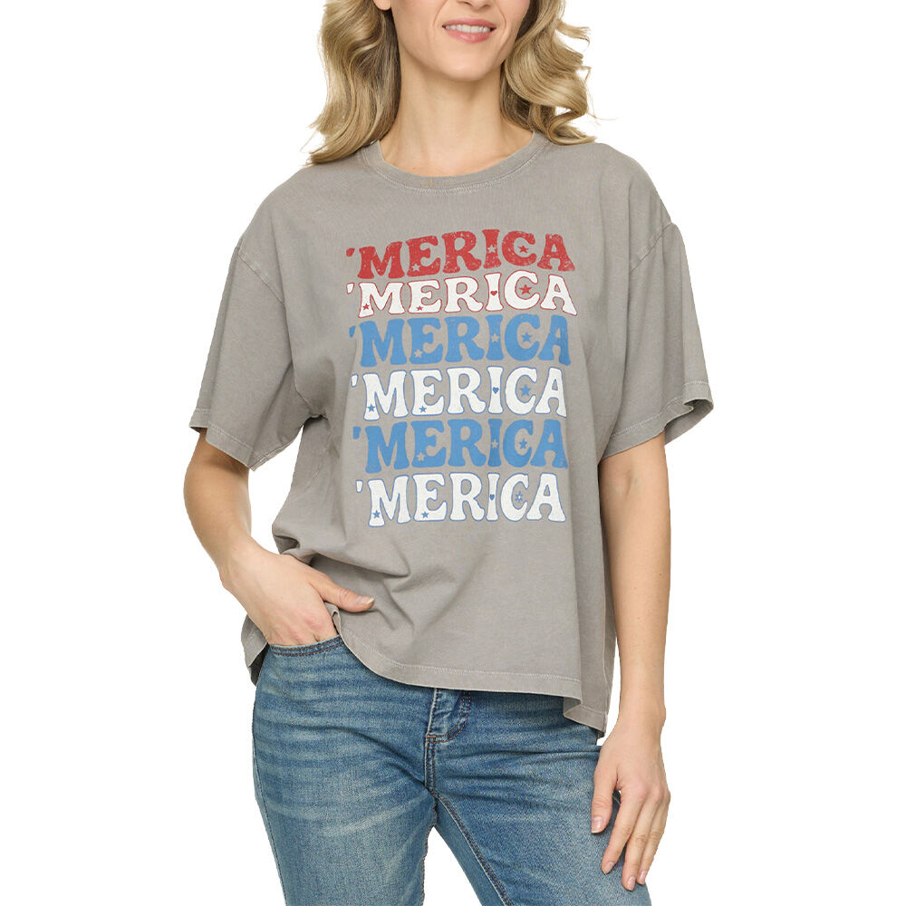 image of Women's 'Merica Boyfriend Short Sleeve Shirt