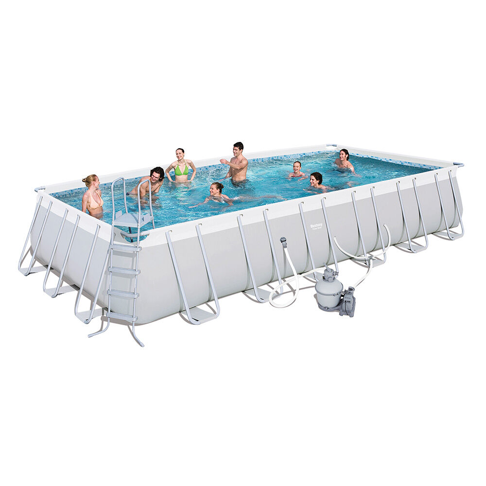 image of 24 ft x 12 ft x 52 in Power Steel Rectangular Pool Set