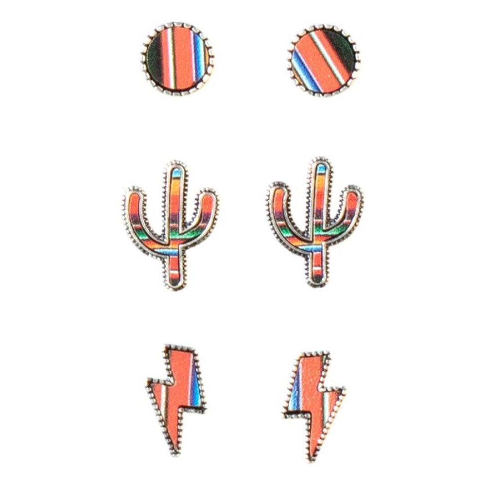 image of Women's Cactus Serape Earrings, 3 pk