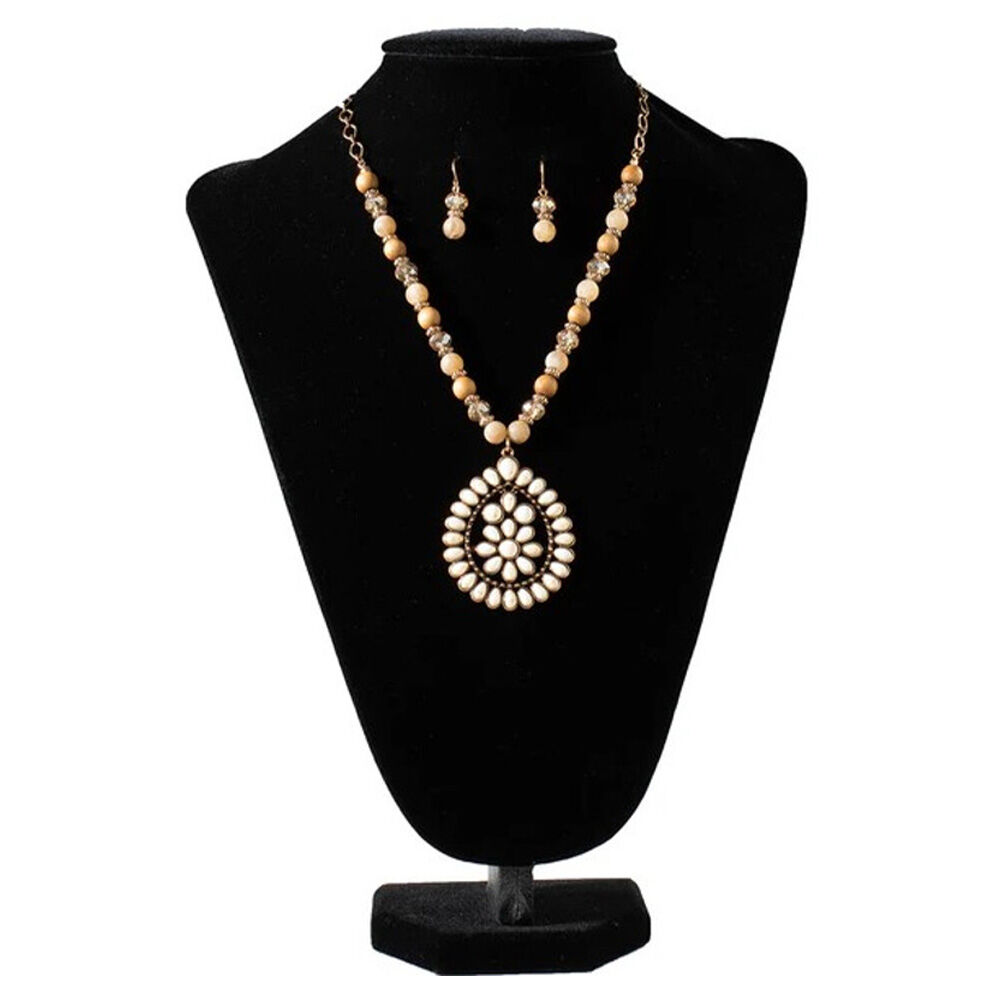 image of Women's Wood Acrylic and Stone Jewelry Set