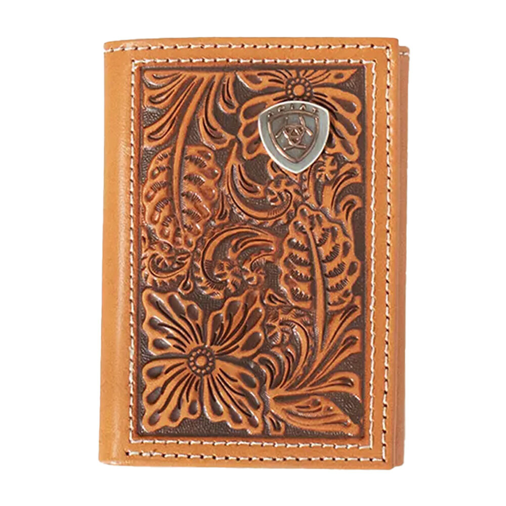 image of Men's Floral Embossed Trifold Wallet