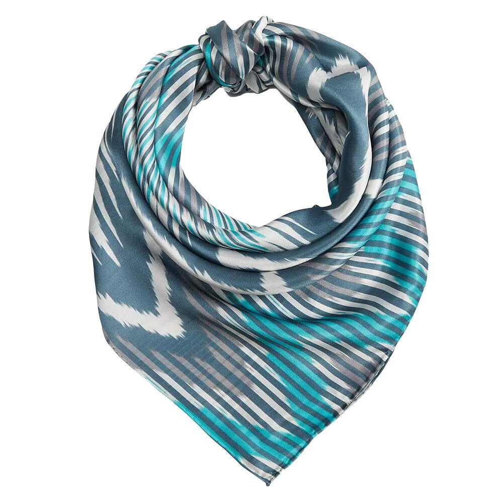 image of Women's Silk Chevron Wild Rag, Turquoise