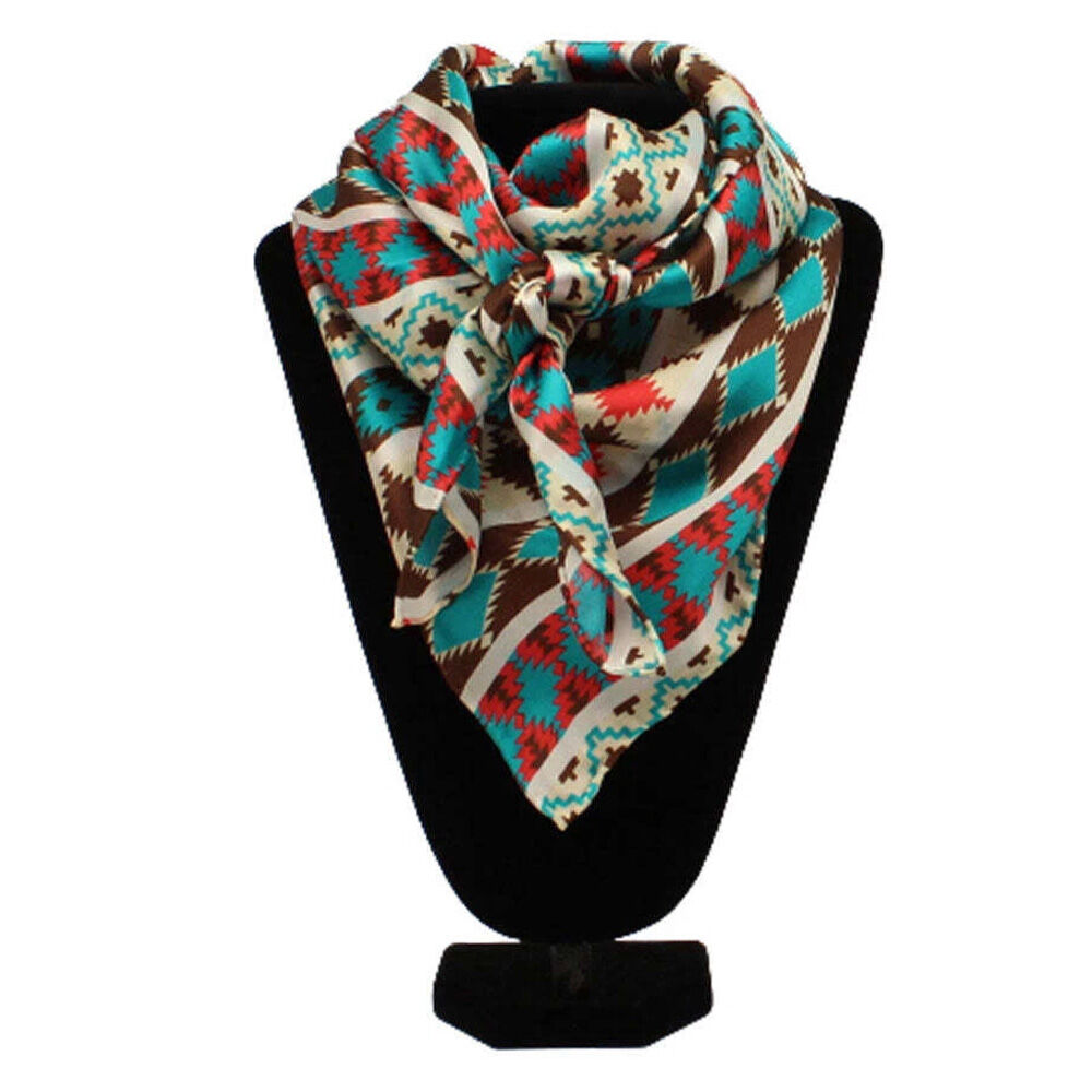 image of Women's Silk Aztec Wild Rag, Turquoise