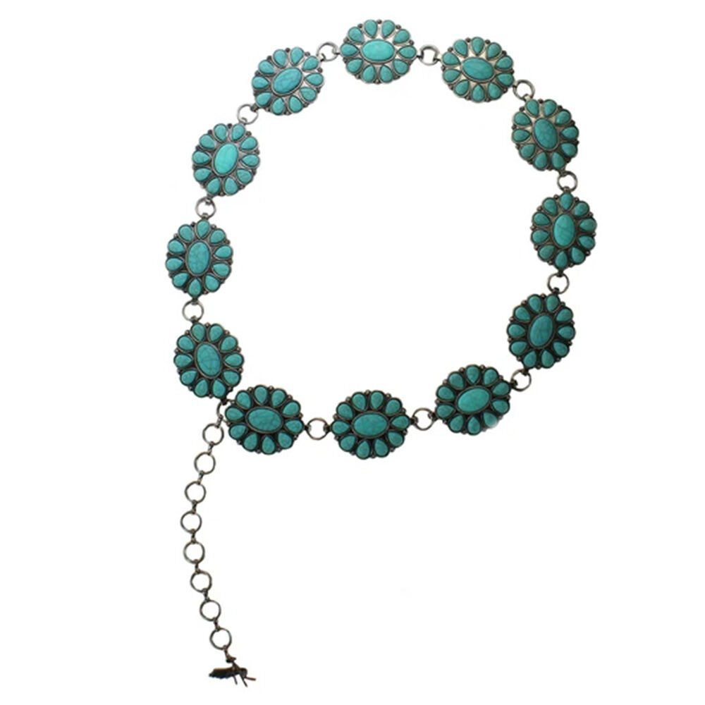 image of Women's Turquoise Flower Concho Belt