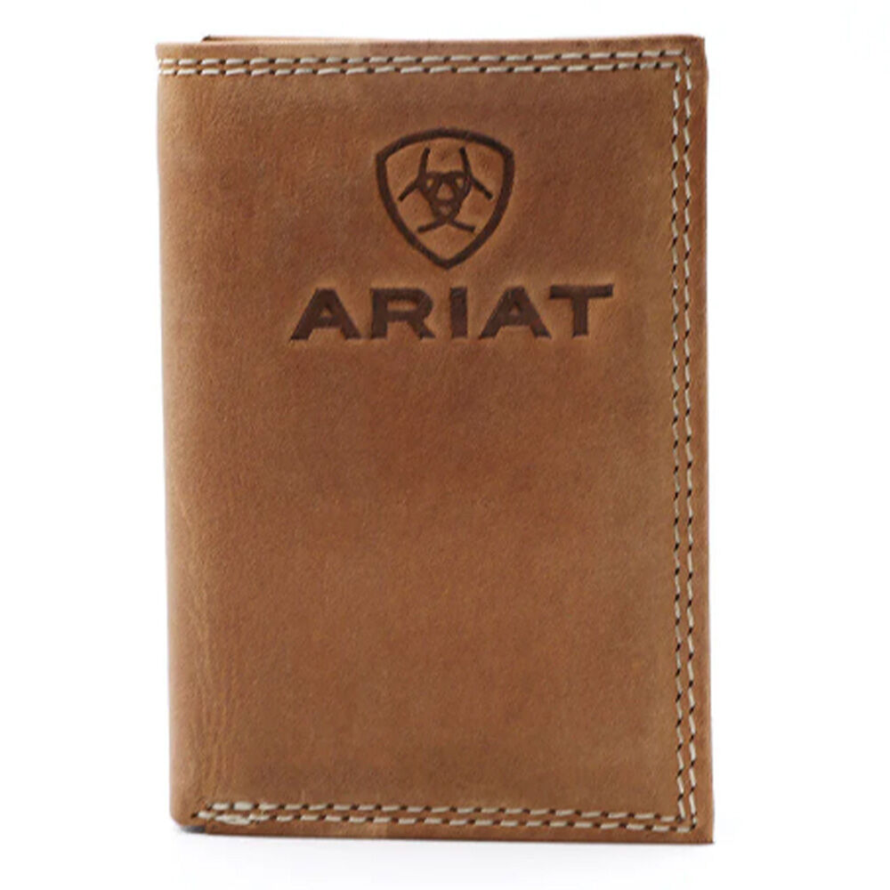 image of Men's Leather Embroidered Tri-Fold Wallet