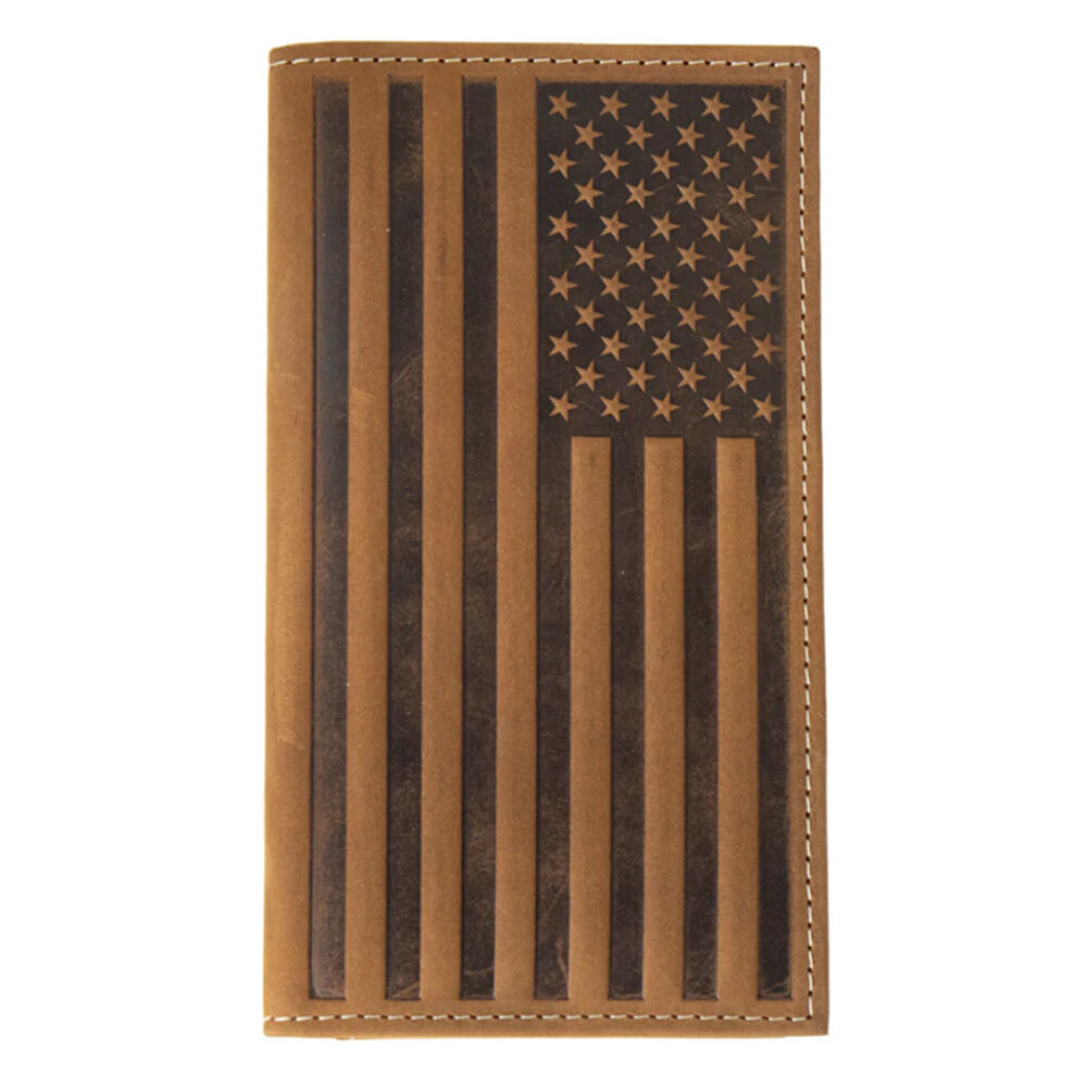 image of Men's Leather Embossed Flag Rodeo Bi-Fold Wallet