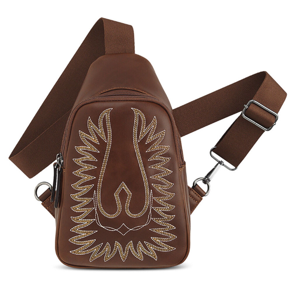 image of Women's Brown Phoenix Boot Stitch Cassanova Sling Bag