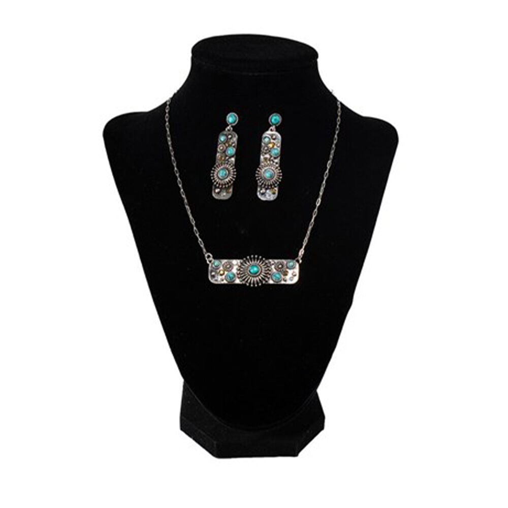 image of Women's Turquoise Flower Bar Jewelry Set