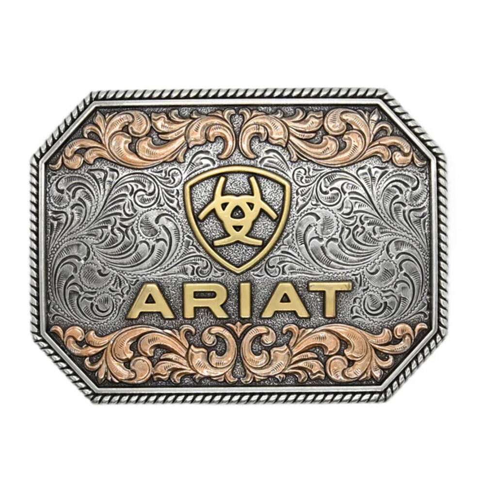 image of Men's Tri-Tone Raised Logo Belt Buckle