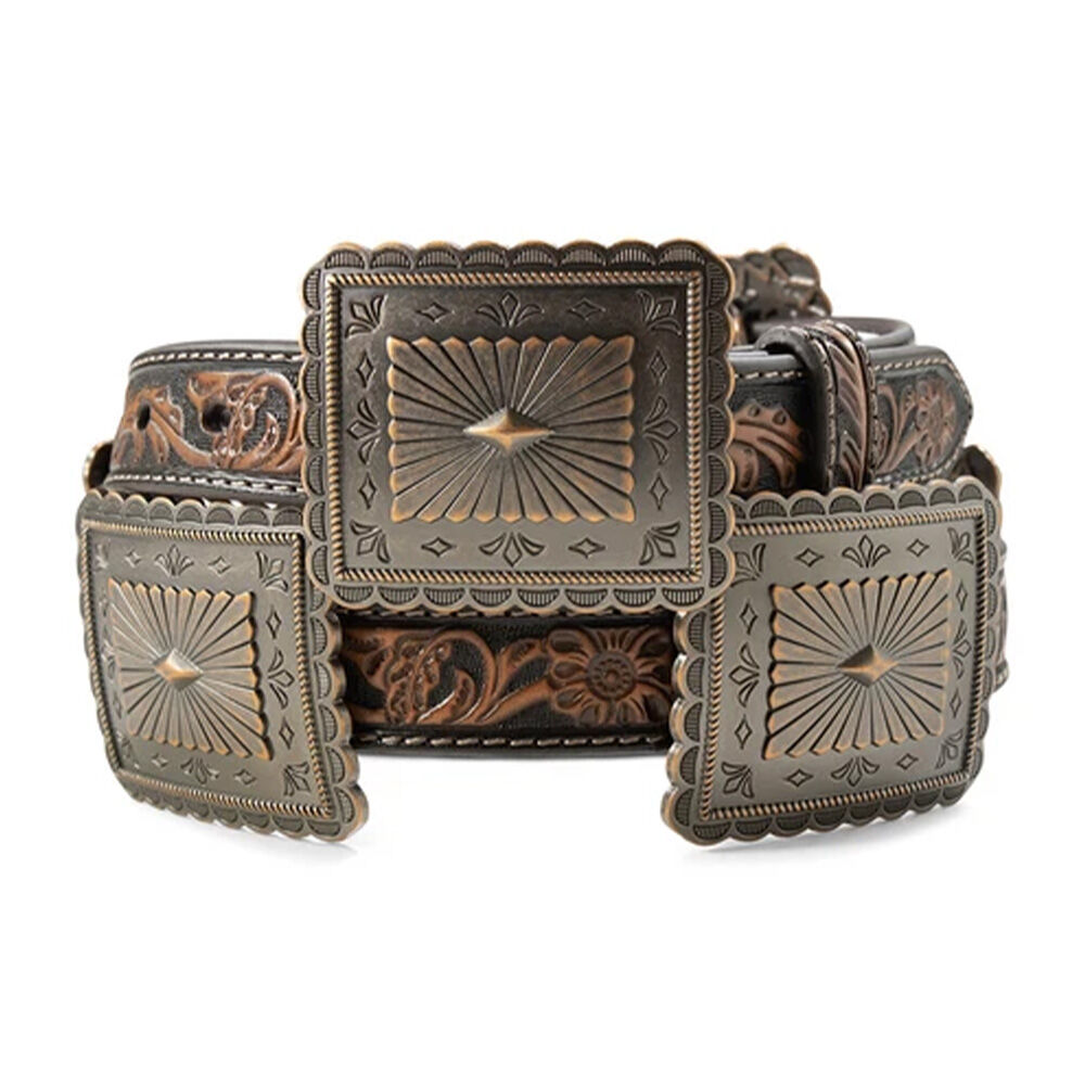 image of Women's Floral Embossed Concho Belt
