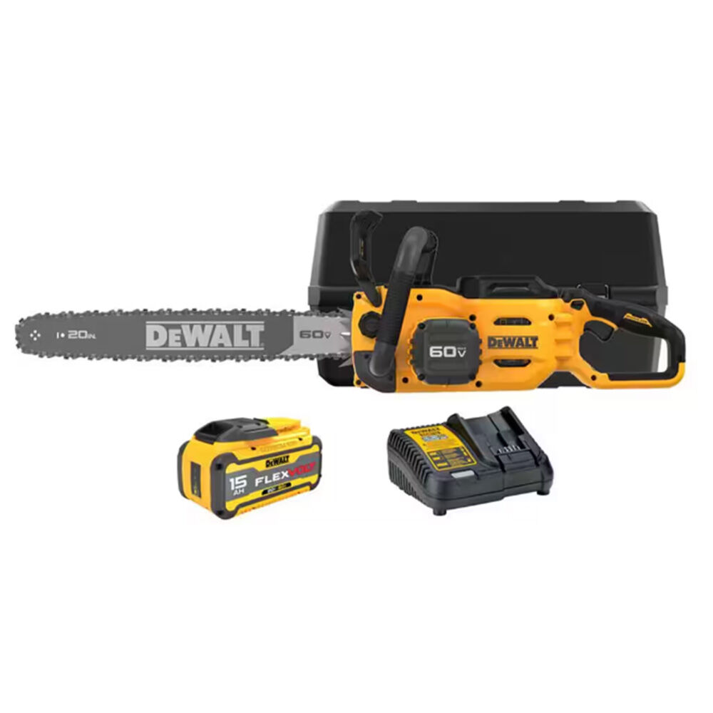 image of 20 in FLEXVOLT 60V MAX Brushless Cordless Chainsaw Kit and Carry Case with FLEXVOLT 5 Ah Battery and Charger