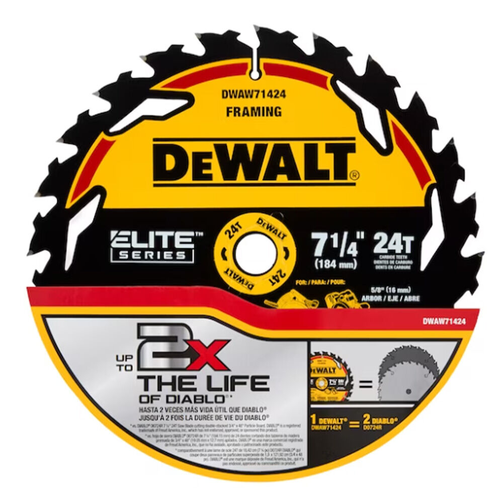 image of 7 1/4 in 24 Tooth ELITE Series Rough Finish Tungsten Circular Saw Blade