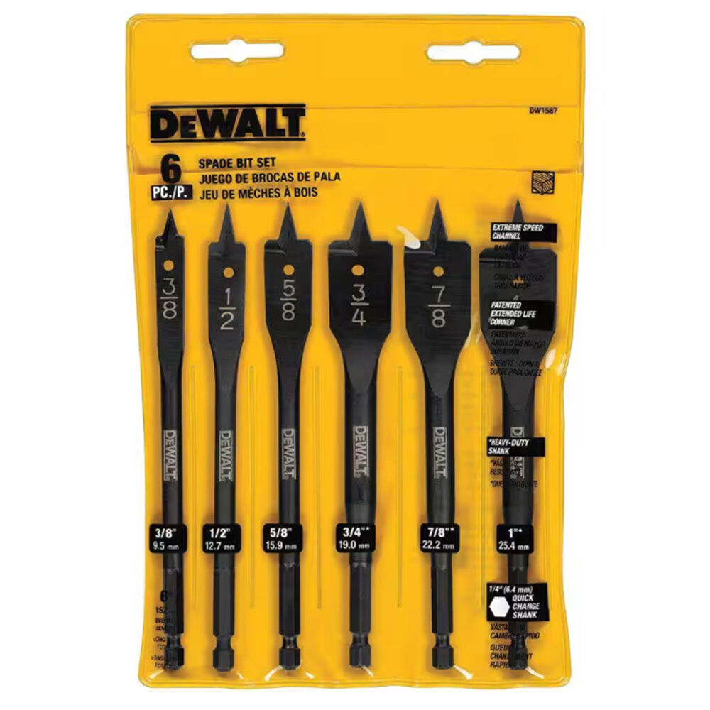 image of Heavy Duty Wood Boring Spade Bit Set- 6 pc