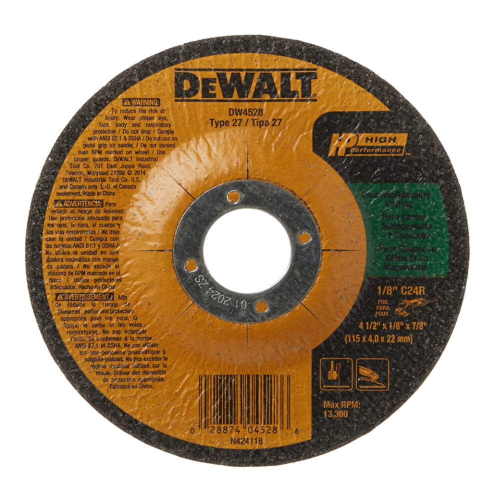 image of 4 1/2 in x 1/8 in x 7/8 in Concrete/Masonry Cut Off Wheel
