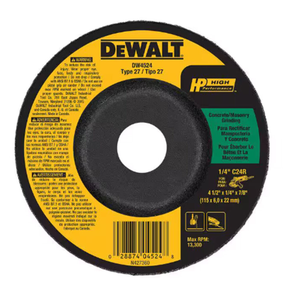 image of 4 1/2 in x 1/4 in x 7/8 in Concrete/Masonry Grinding Wheel