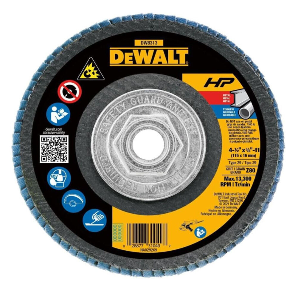 image of 4 1/2 in x 5/8 in 80 Grit Zirconia Angle Grinder Flap Disc