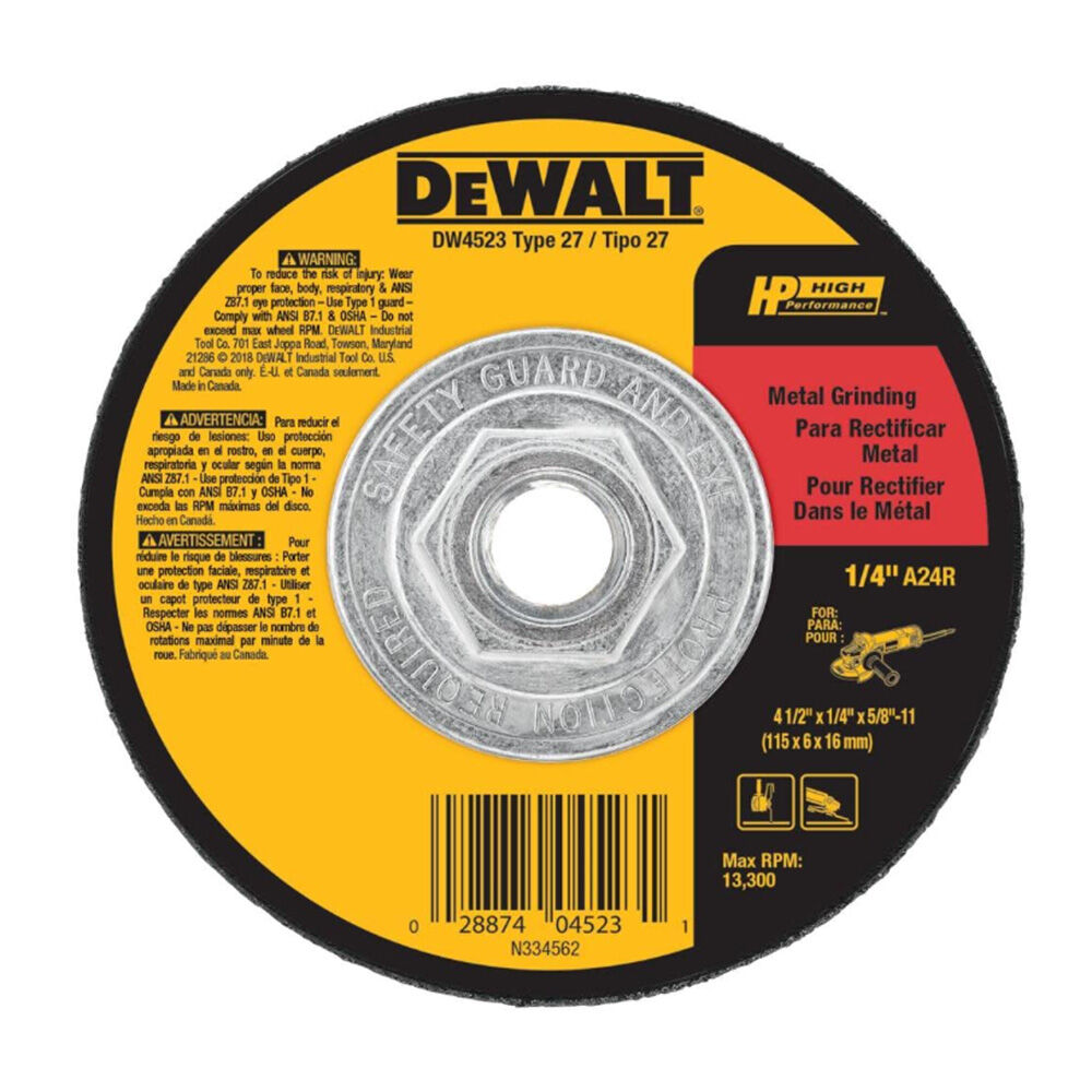 image of 4 1/2 in x 1/4 in x 5/8 in General Purpose Metal Grinding Wheel