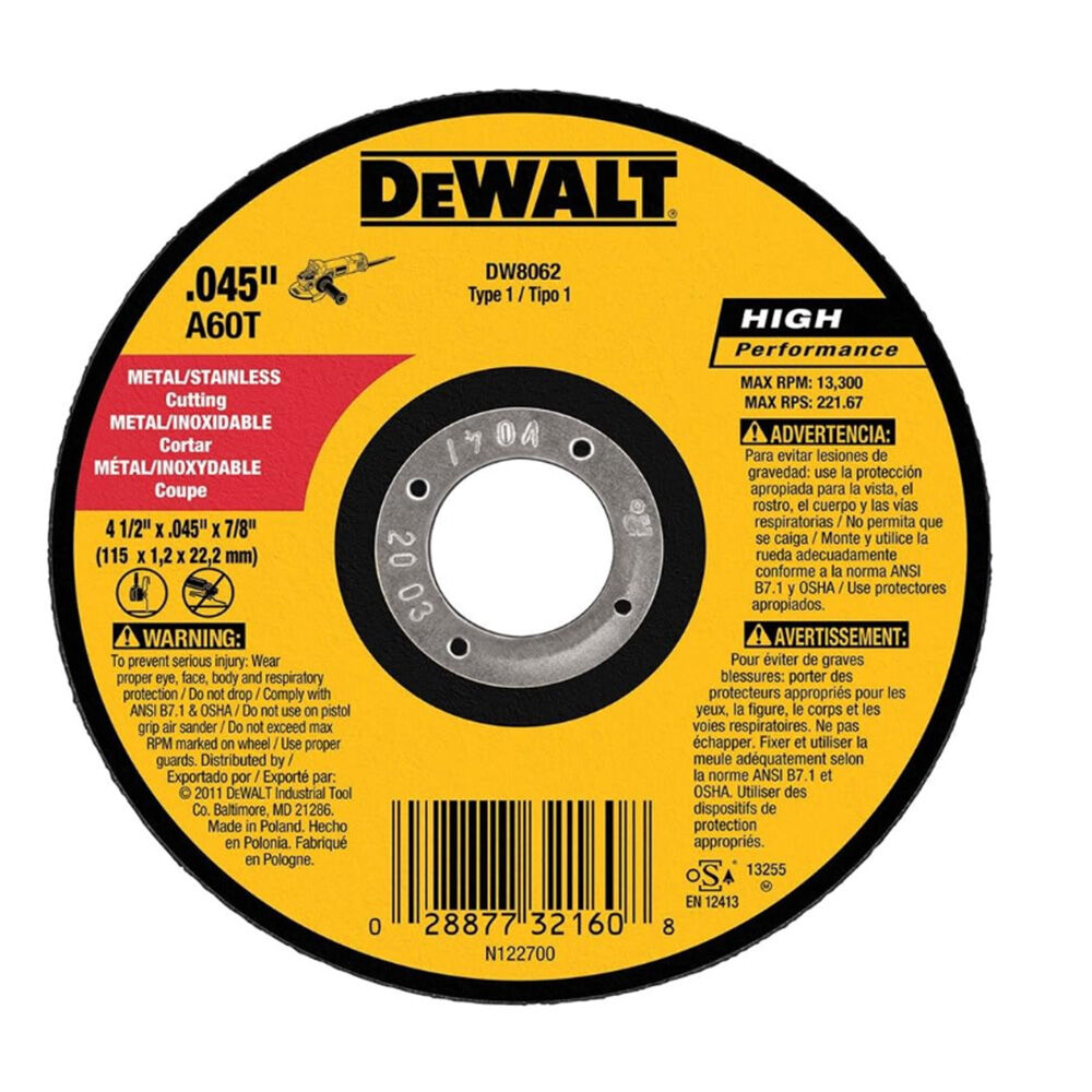 image of 4 1/2 in x .045 in x 7/8 in Metal Cut-Off Wheel