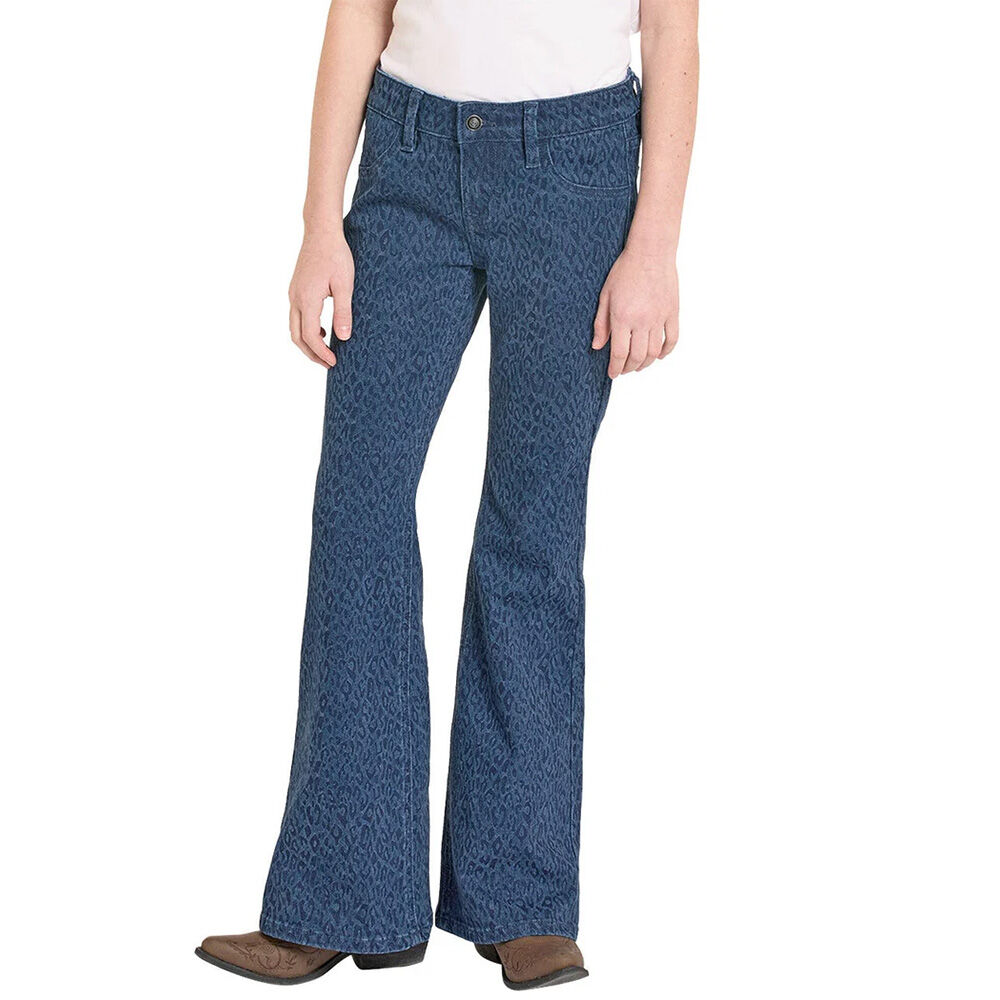 image of Girls' Cheetah Print Flare Jeans
