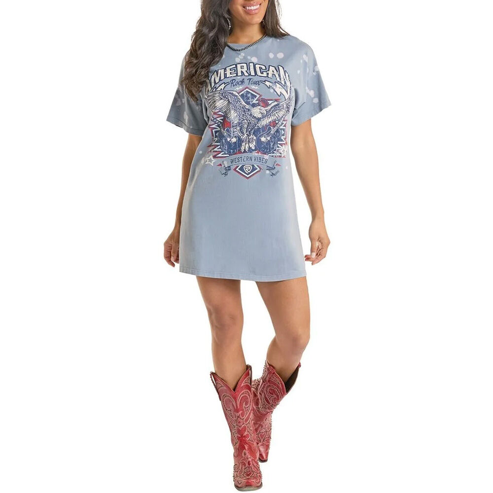image of Women's American Graphic Short Sleeve Shirt Dress