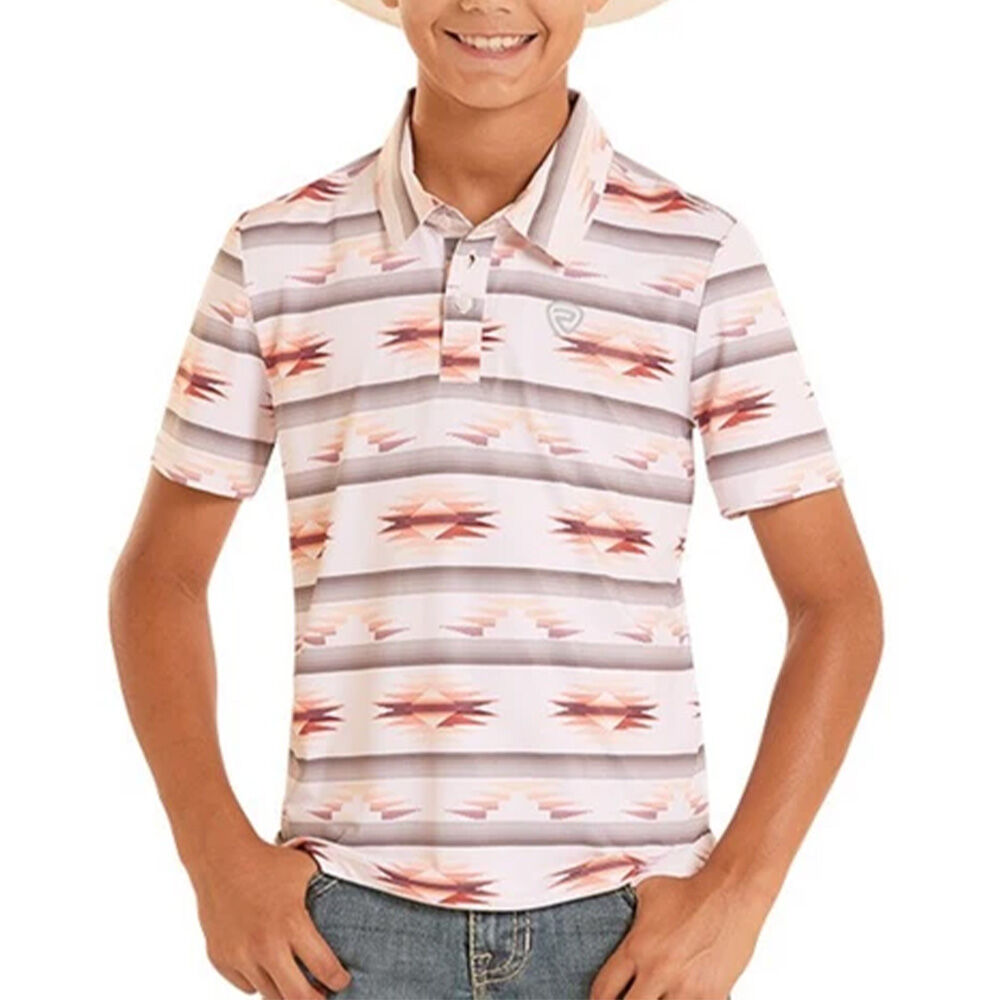 image of Kids' Aztec Print Short Sleeve Polo