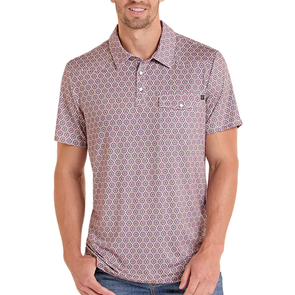 image of Men's Medallion Print Short Sleeve Polo